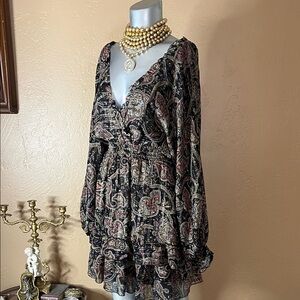 The Kooples Tanger Bandana Silk Tiered Mini Dress.  Sz 2/M